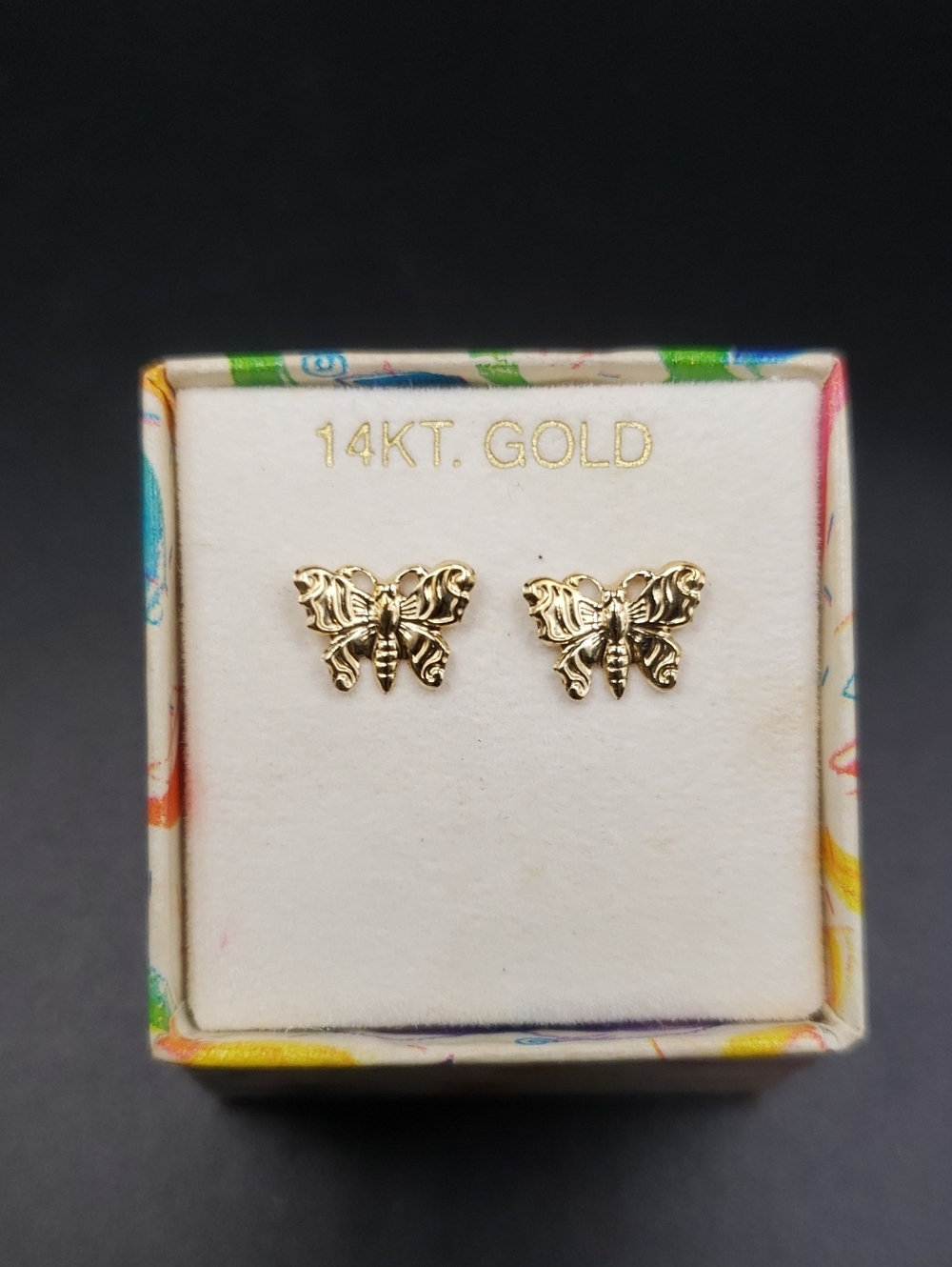 14K Butterfly Stud Earrings